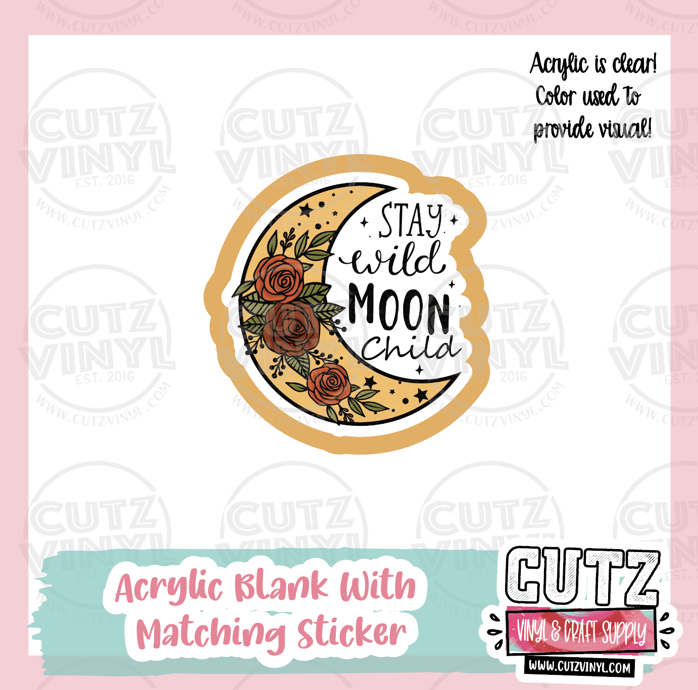 Moon Child - Acrylic Badge Reel Blank and Matching Sticker