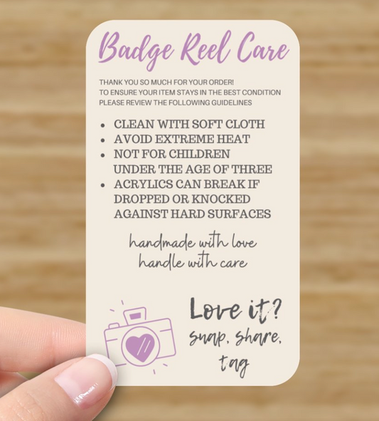Beige Badge Reel Care Card Set