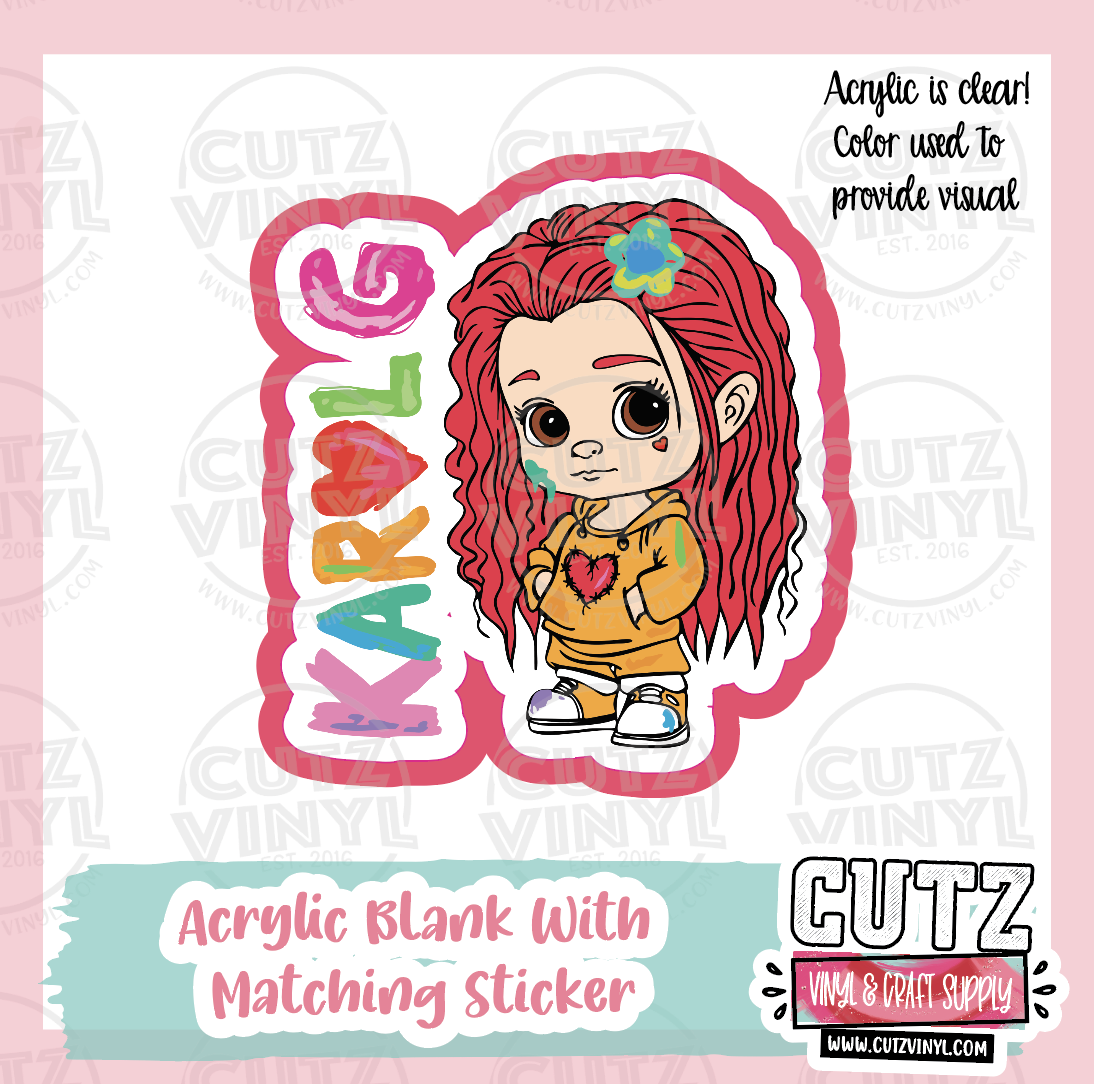 Baby Karol - Acrylic Badge Reel Blank and Matching Sticker