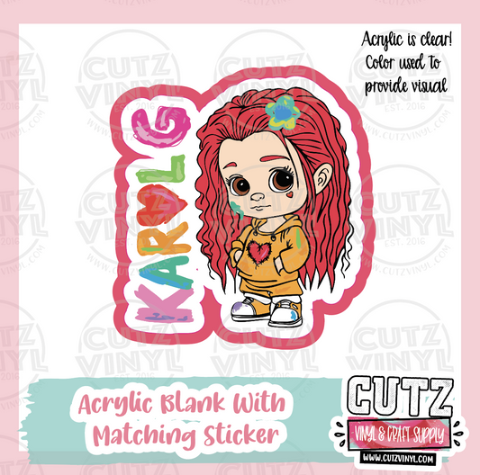 Baby Karol - Acrylic Badge Reel Blank and Matching Sticker