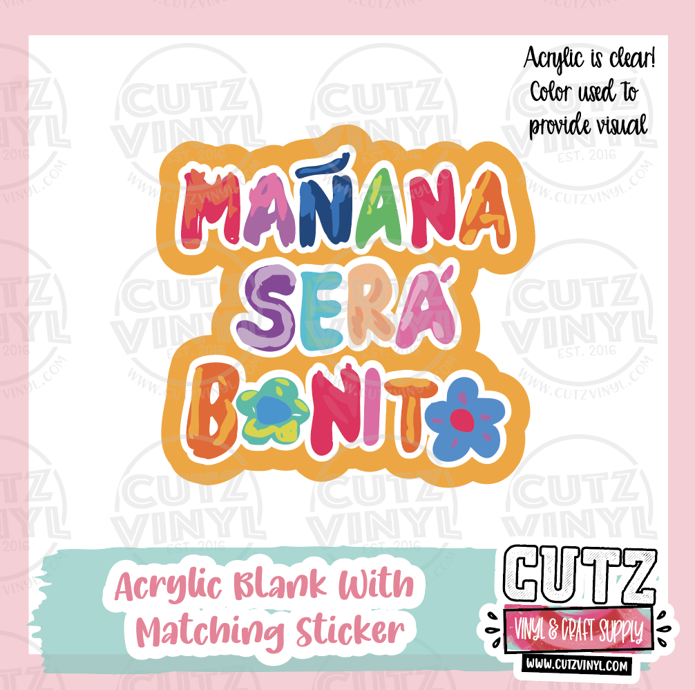 Mañana - Acrylic Badge Reel Blank and Matching Sticker