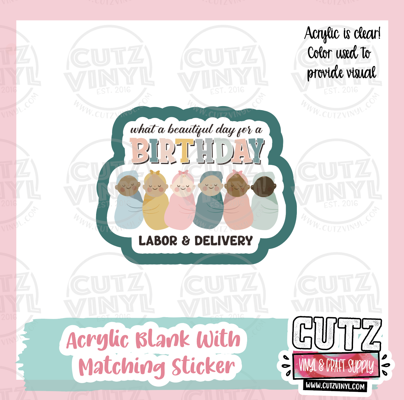 L&D Birthday - Acrylic Badge Reel Blank and Matching Sticker
