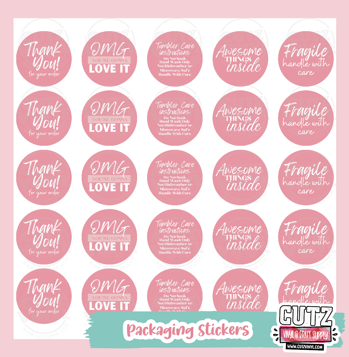 Pink Packaging Stickers