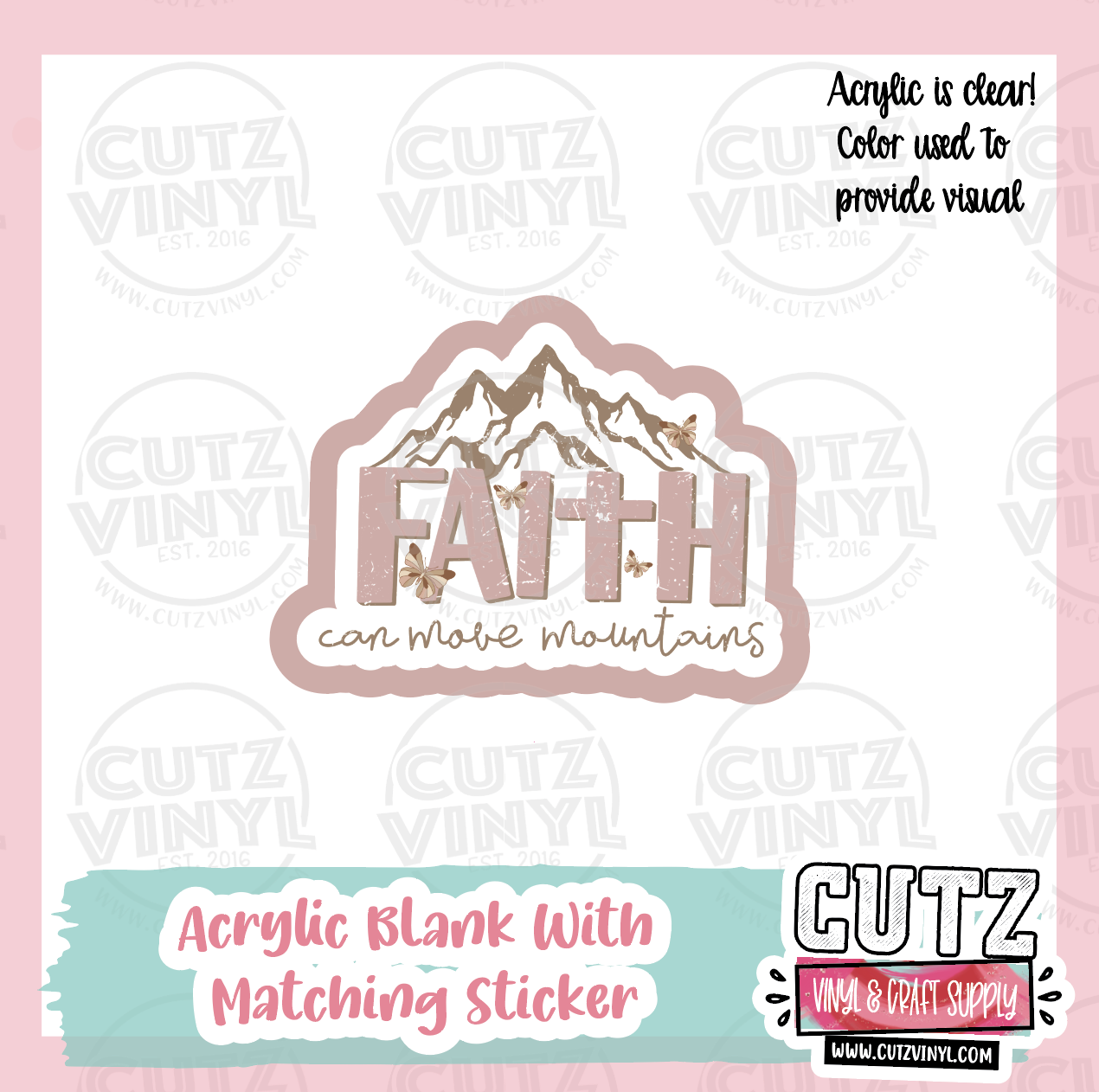 Faith Acrylic  - Acrylic Badge Reel Blank and Matching Sticker