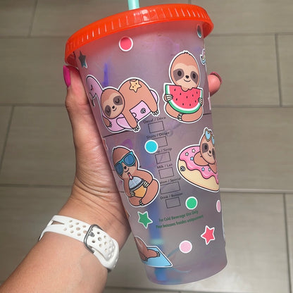 Sloth Starbucks Cold Cup Wrap 24oz